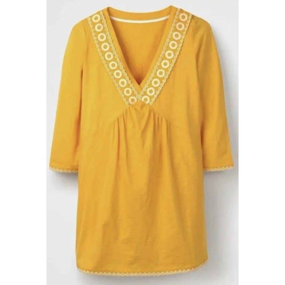 Boden Women's Rosanna Jersey Tunic Happy Yellow Cotton Swimcover Dress Size 6